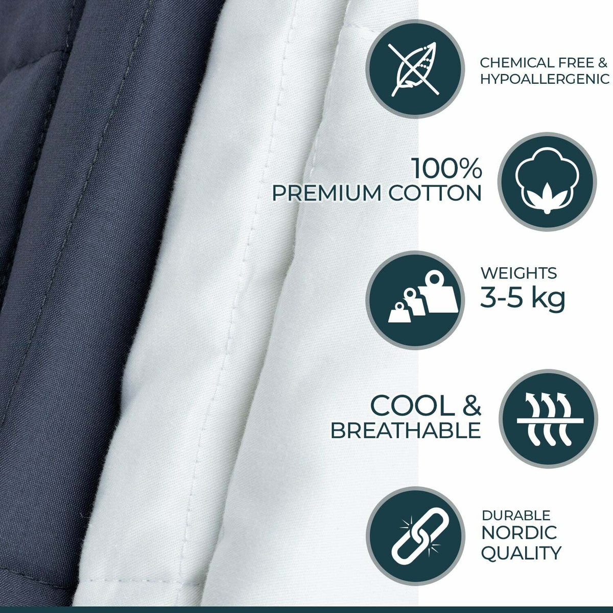 
              Polar Night Weighted Blanket 3-5kg, 100x150cm (cotton)